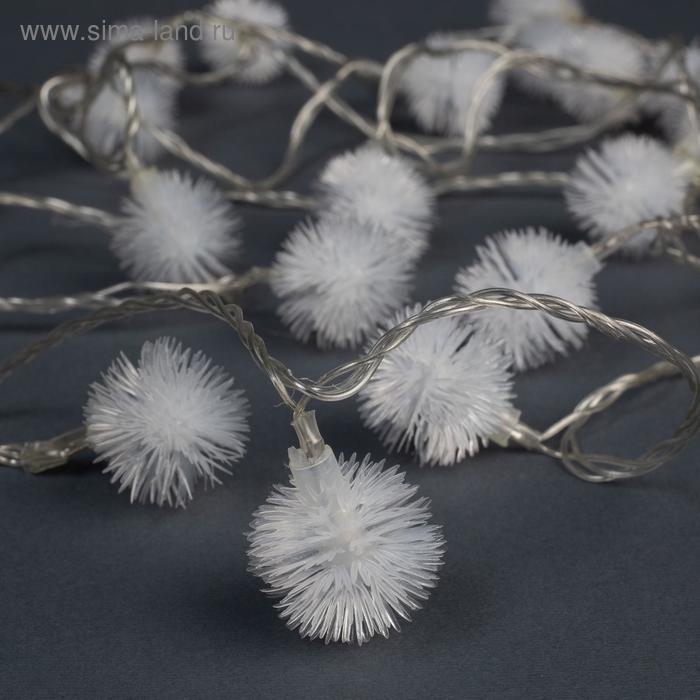 Гирлянда «Нить» 5 м с насадками «Ёжики белые», IP20, прозрачная нить, 30 LED, свечение белое, 8 режимов, 220 В Гирлянда «Нить» 5 м с насадками «Ёжики белые», IP20, прозрачная нить, 30 LED, свечение белое, 8 режимов, 220 В