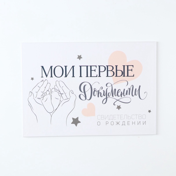 Папка для свидетельства о рождении Папка для свидетельства о рождении "Мои первые документы", текст, 23 х 17 см