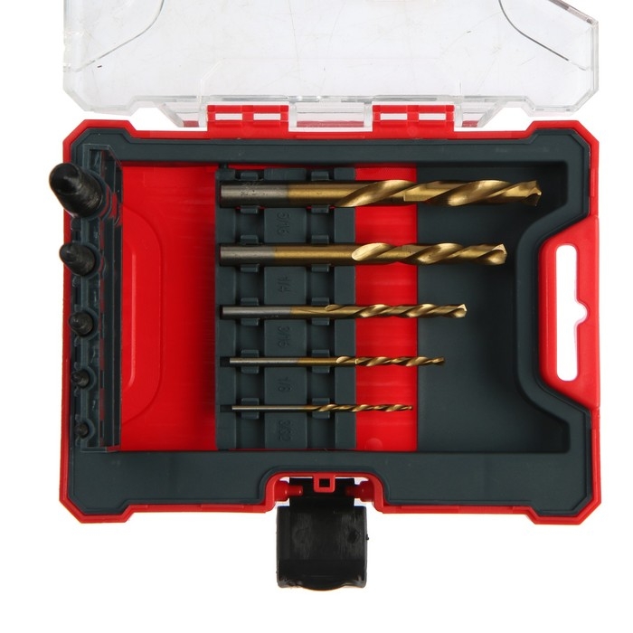 Набор экстракторов и сверл ТУНДРА, левая резьба, 45 сталь М1-М5, d=2.4-8 мм HSS, TIN Набор экстракторов и сверл ТУНДРА, левая резьба, 45 сталь М1-М5, d=2.4-8 мм HSS, TIN