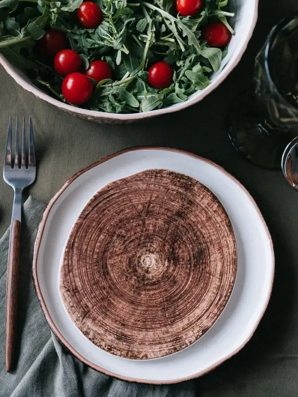 Блюдо для подачи Magistro Wood, 16&times;14&times;0.6 см, фарфор, коричневое