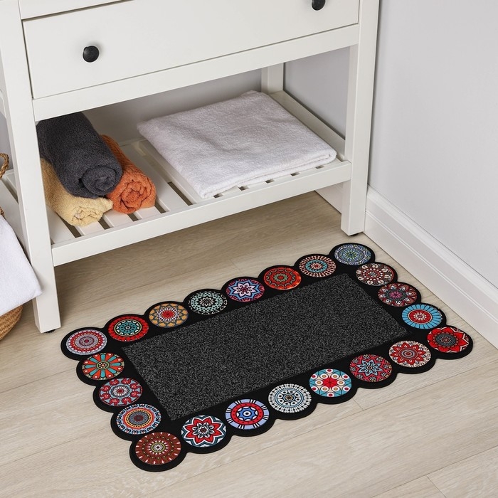 Коврик придверный Доляна &laquo;Глория&raquo;, с окантовкой, 46&times;75 см, цвет чёрный