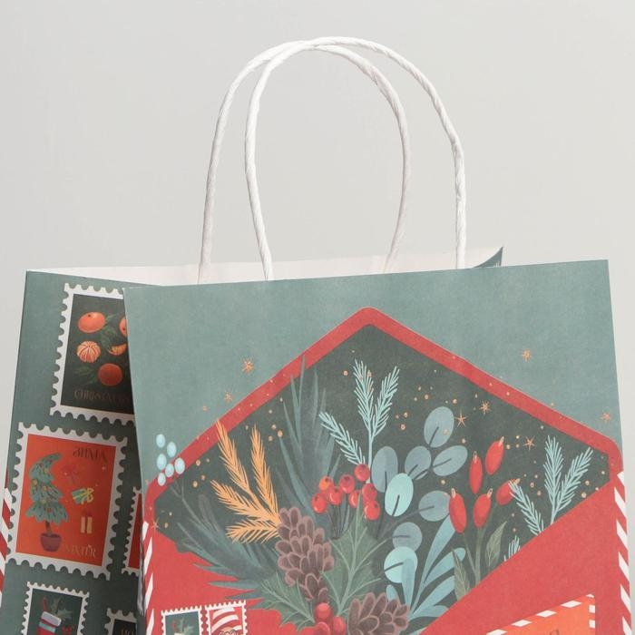 Пакет подарочный новогодний крафтовый «Новогодняя почта», 25 х 22 х 12 см Пакет подарочный новогодний крафтовый «Новогодняя почта», 25 х 22 х 12 см
