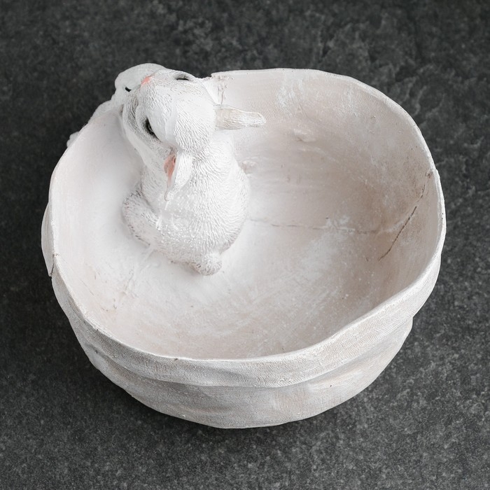 Кашпо-органайзер  Кашпо-органайзер "Кролик в лукошке" бежевый, 14х17х20 см