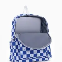 Рюкзак молодёжный на молнии, с карманами, в клетку, размер 30&times;13.5&times;41 см, синий