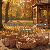Корзина плетёная для хранения Neri, лоза, с ручкой, коричневая, набор 3 шт.