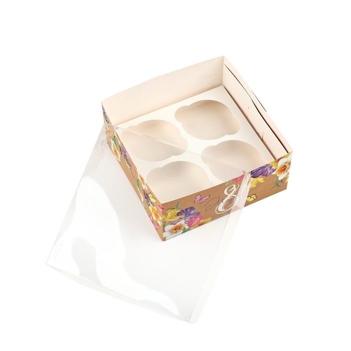 Коробка для капкейков, кондитерская упаковка, 4 ячейки «С 8 марта», 16 х 16 х 7.5 см Коробка для капкейков, кондитерская упаковка, 4 ячейки «С 8 марта», 16 х 16 х 7.5 см