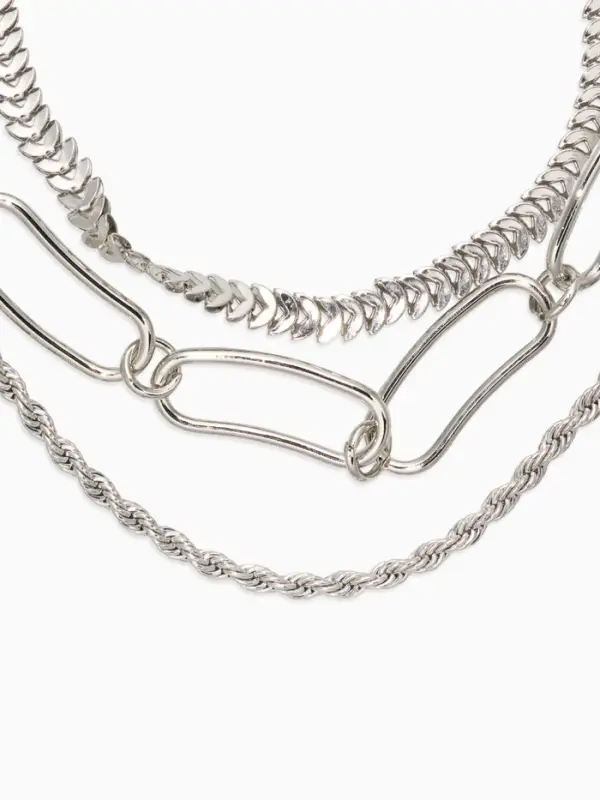 Цепь "Три вида" железо, 30/32/40см, цвет серебро