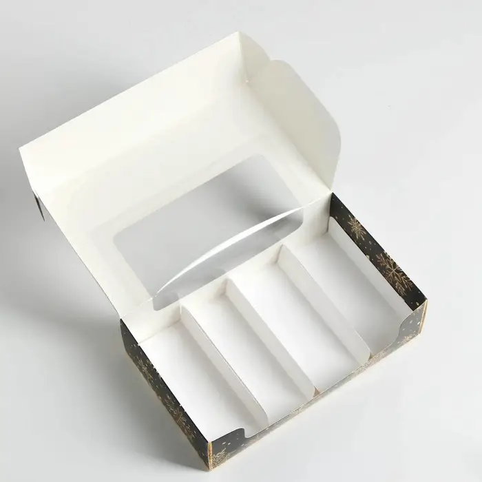 Коробка для эклеров с вкладышами новогодняя &laquo;Пусть сбудутся желания&raquo;, 25&times;15&times;7 см