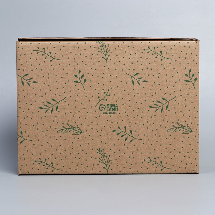 Коробка подарочная сборная, упаковка, «Веточки», бурый, 27 х 21 х 9 см