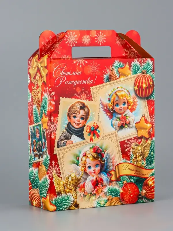 Подарочная коробка новогодняя Серафимчики 17 х 7 х 25,5 см Подарочная коробка новогодняя Серафимчики 17 х 7 х 25,5 см