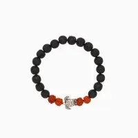 Браслет "Черепашка" лава, рудракша, длина 18 см, цв. чёрный, коричневый Браслет "Черепашка" лава, рудракша, длина 18 см, цв. чёрный, коричневый