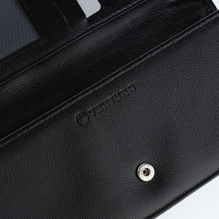 Кошелёк женский на кнопке, TEXTURA, цвет чёрный