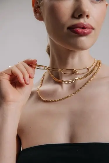 Цепь многослойная &laquo;Три вида&raquo;, железо, 3 яруса, L=30, 32, 40 см, цвет золото