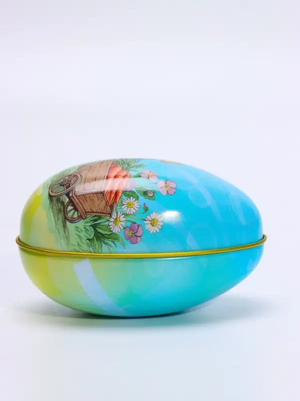 Шкатулка - яйцо металлическая &laquo;Зайчик в синем жакете&raquo;, 11&times;6.5&times;7 см