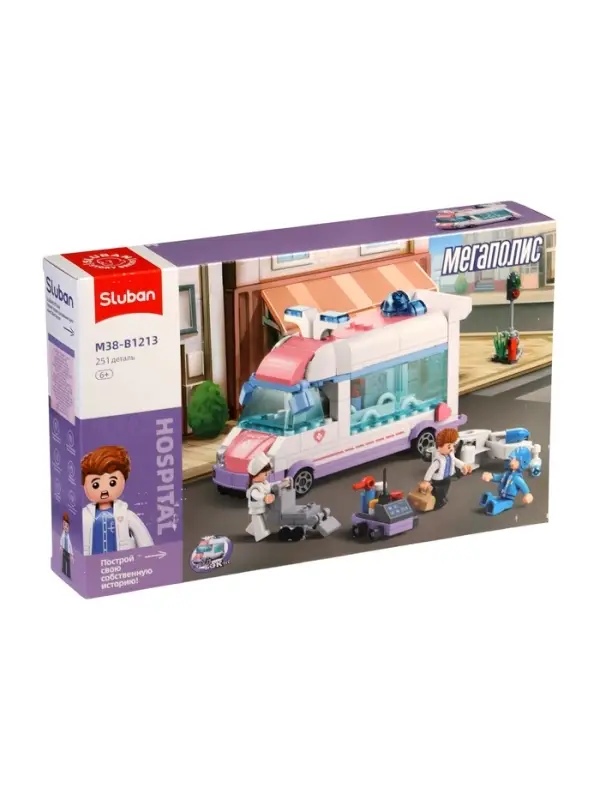 Конструктор инерционный Мегаполис "Скорая помощь" 251 деталь, 6+