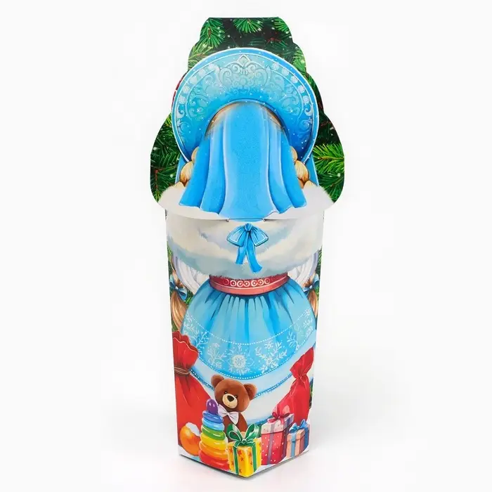 Подарочная коробка новогодняя Снегурочка, для сладких подарков, 14 (24) &times; 5&times;5 см