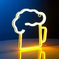 Неоновая вывеска &laquo;Кружка пенного&raquo; 22&times;22 см, от батареек ААх3, USB, свечение жёлто-белое