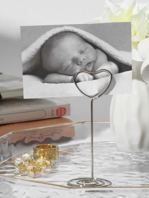 Подставка под ценник, фото &laquo;Сердце&raquo;, с зажимом, 3.3&times;3.3&times;8.3 см, цвет серебро