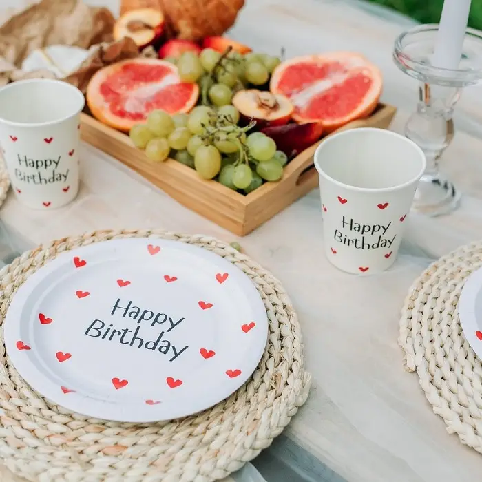 Тарелка одноразовая бумажная Happy Birthday, 18 см Тарелка одноразовая бумажная Happy Birthday, 18 см