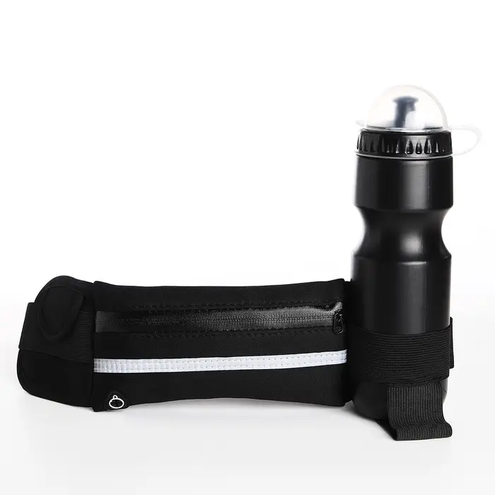 Сумка для бега на молнии, светоотражающие элементы, чёрная