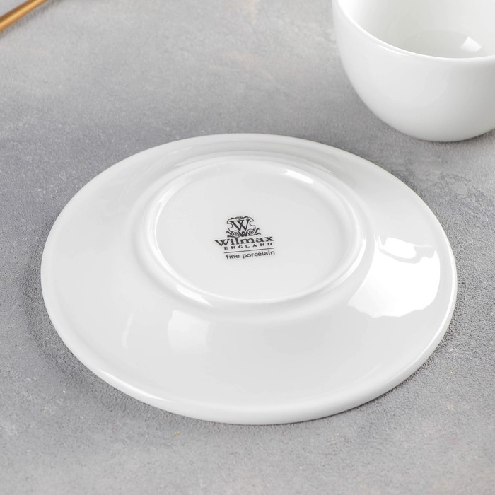 Кофейная пара фарфоровая Wilmax, 2 предмета: чашка 160 мл, блюдце d=14,3 см, цвет белый Кофейная пара фарфоровая Wilmax, 2 предмета: чашка 160 мл, блюдце d=14,3 см, цвет белый