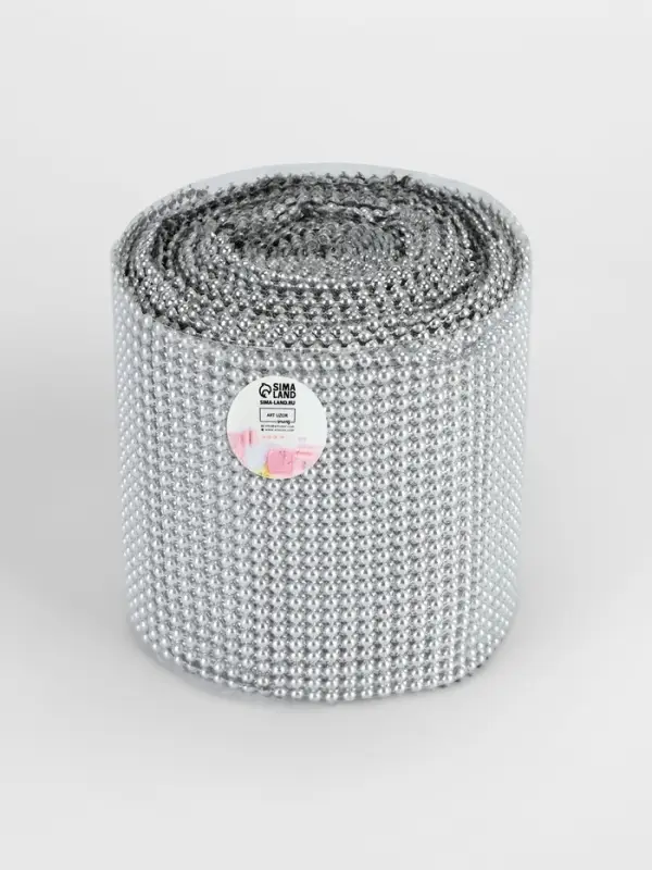 Лента с имитацией выпуклых страз, 11.5 см, 9&plusmn;1 м, цвет серебряный