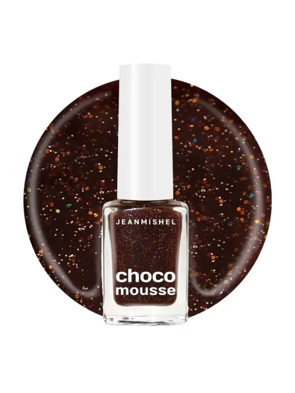 Лак для ногтей брауни Jeanmishel блестки тон 473, 6 мл