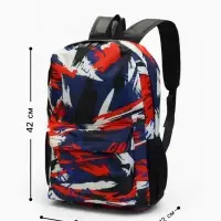 Рюкзак школьный на молнии, с карманами, с принтом, размер 29&times;12&times;42 см, синий/красный