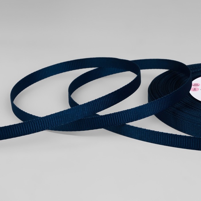 Лента репсовая, 6 мм, 23 ± 1 м, цвет тёмно-синий №38 Лента репсовая, 6 мм, 23 ± 1 м, цвет тёмно-синий №38