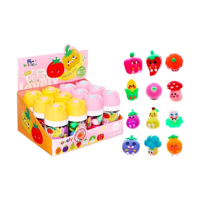 Набор ластиков фигурных "Фрукты/Ягоды/Овощи", 12 штук, в пластиковой коробке, МИКС