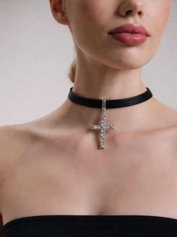 Чокер &laquo;Стиль&raquo;, крест, чёрный, 39.5 см
