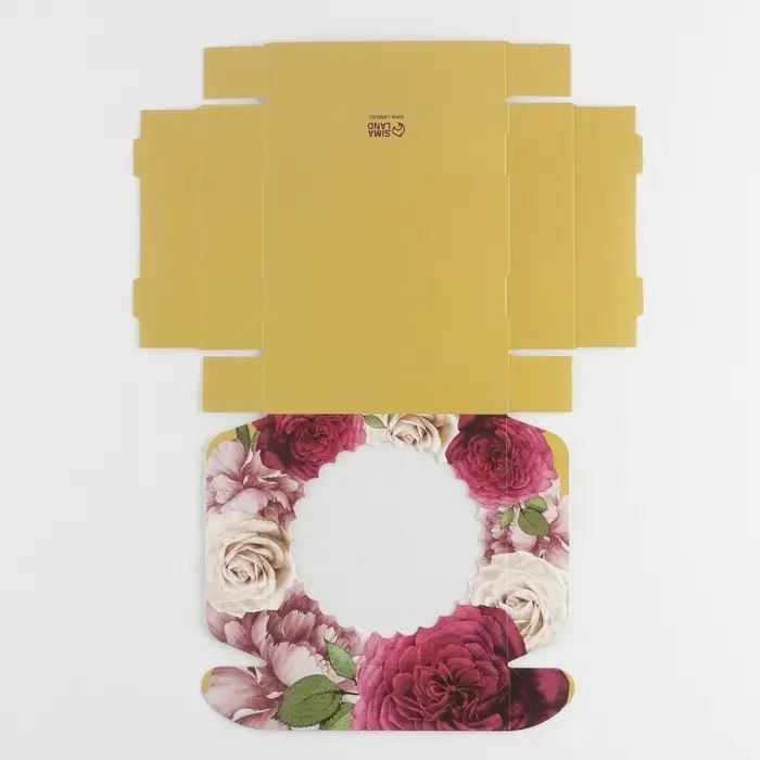 Коробка для макарун с низкими бортами, кондитерская упаковка, &laquo;Цветочная&raquo;, 11х 11х 3 см