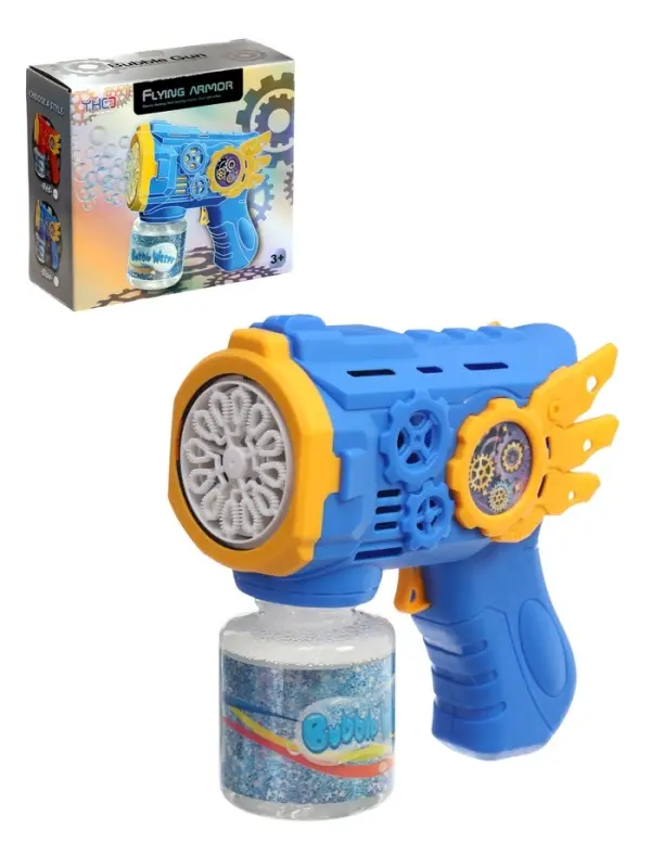 Генератор мыльных пузырей &laquo;Бластер&raquo;, световые эффекты, работает от батареек, цвет синий