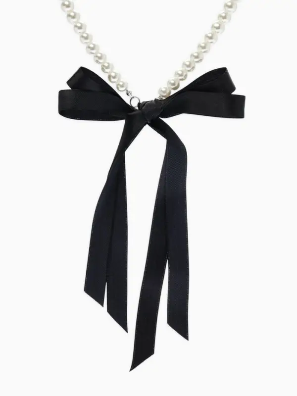 Бусы &laquo;Бантик&raquo;, жемчужины с завязкой, L= 40 см, черный, белый