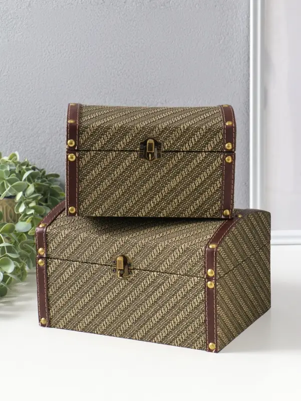 Шкатулка дерево "Диагональ" тина набор 2 шт 19х13,5х12 23х17х14 см