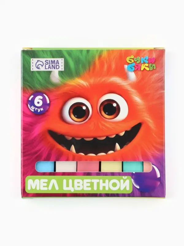 Мелки цветные школьные 6 шт. &laquo;Монстрик цветной&raquo;