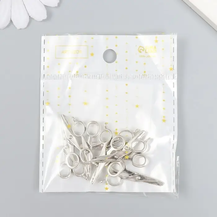 Металлический элемент, декоративная подвеска «Арт Узор. Ножницы», серебро, 3.6×1.6 см