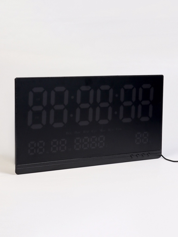 Часы электронные настенные, календарь и термометр, 47.5 х 25.3 см, белые цифры 10.8 х 5.3 см   10766