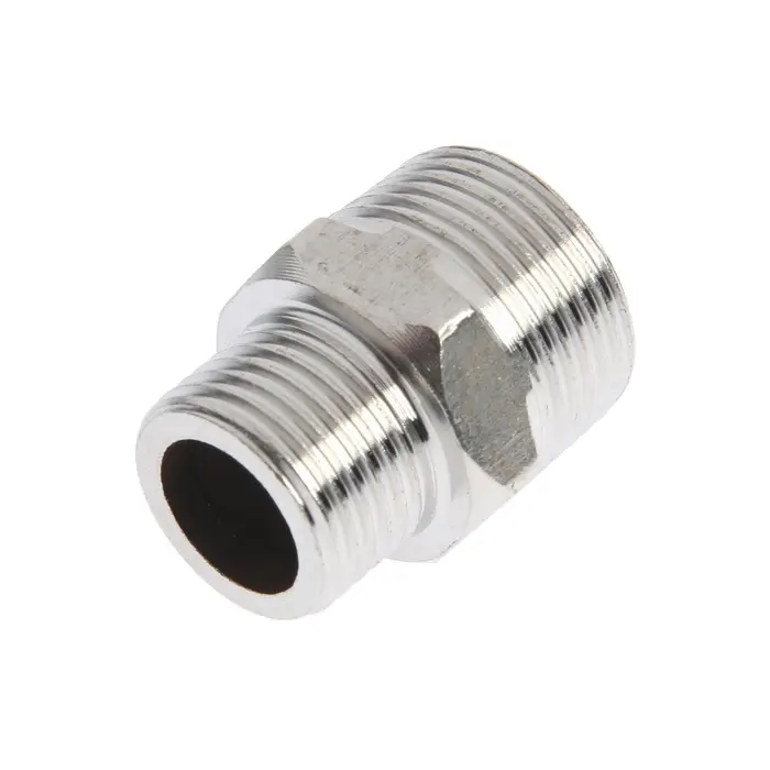 Ниппель переходной ZEIN engr, 1/2" &times; 3/4", наружная резьба, нержавеющая сталь