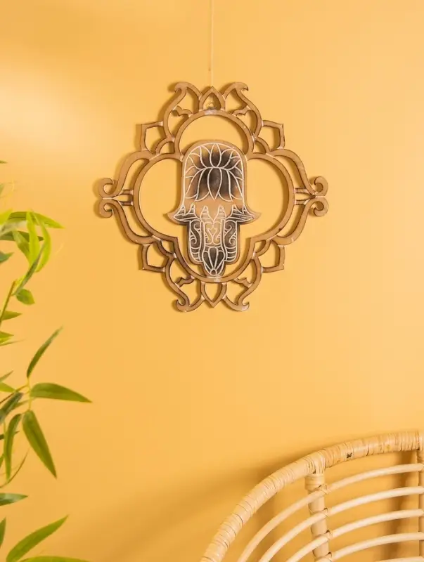 Панно "Хамса" МДФ, 40х40х1 см, цв. коричнево-белый