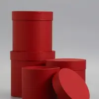 Набор шляпных коробок  4 в 1 "Вишневый", 18 &times; 18 ‒14 &times; 14 см