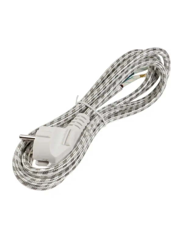 Шнур сетевой в тканевой оплетке с заземлением, 1.8 м, 2200 Вт, 3&times;0.75 мм&sup2;