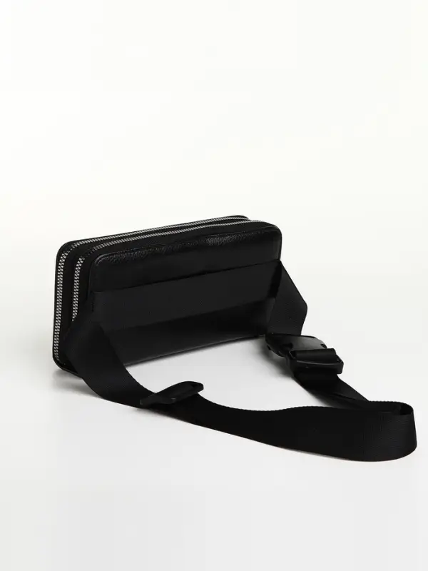 Сумка мужская на плечо TEXTURA, портмоне - клатч, чёрная