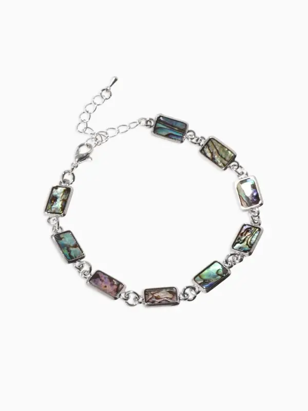 Браслет цепочка &laquo;Галиотис. Прямоугольник&raquo;, L=17 см, + удлинитель 5 см, цвет серебро, разноцветный