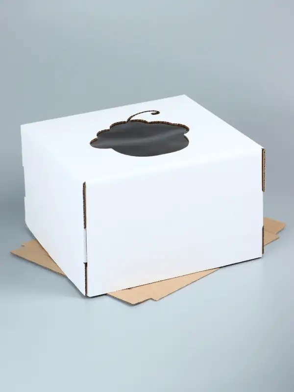 Коробка под торт с окном, &laquo;Пироженка&raquo;, с усиленным дном, белая, 30&times;30&times;19 см