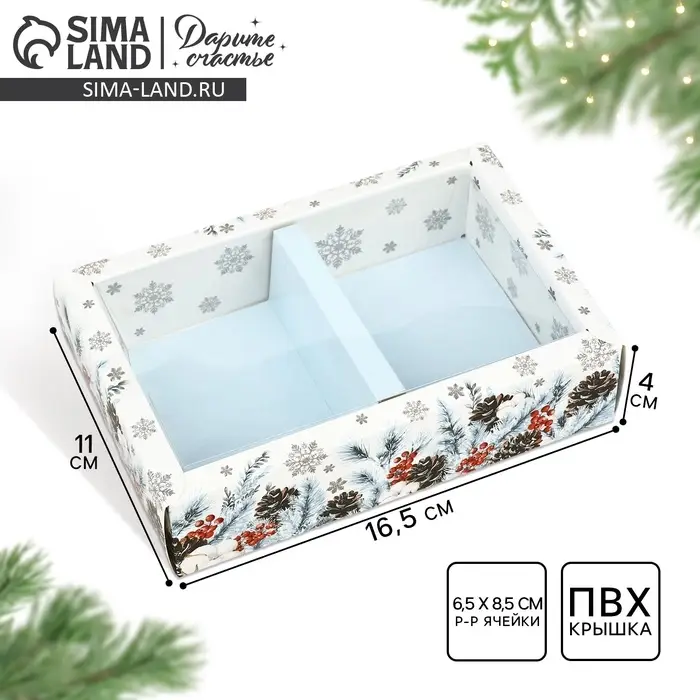Коробка складная с пластиковой крышкой «Снежная ботаника», 16.5 х 11 х 4 см Коробка складная с пластиковой крышкой «Снежная ботаника», 16.5 х 11 х 4 см