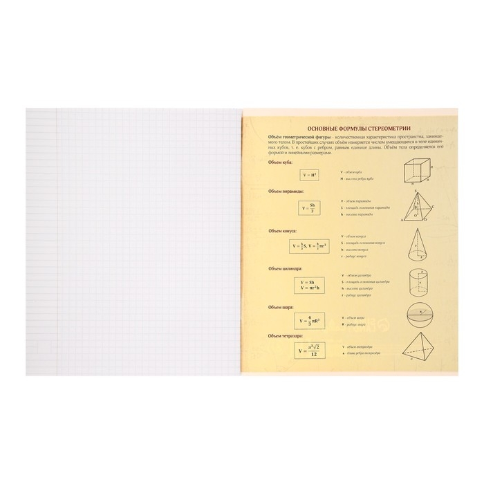Тетрадь предметная Calligrata Тетрадь предметная Calligrata "СуперНеон", 48 листов в клетку Геометрия, со справочным материалом, обложка мелованный картон, блок офсет