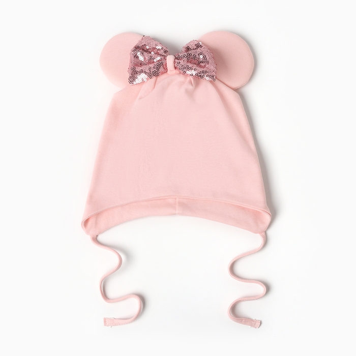 Шапка детская Мышка, цвет пудра, размер 50-54 Шапка детская Мышка, цвет пудра, размер 50-54