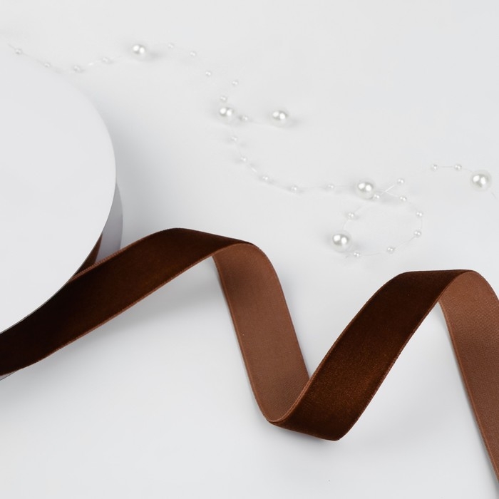 Лента бархатная, 20 мм, 18 ± 1 м, цвет коричневый №119 Лента бархатная, 20 мм, 18 ± 1 м, цвет коричневый №119