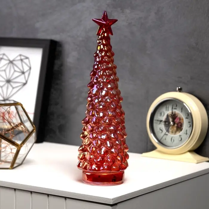 Светодиодная фигура &laquo;Ёлка красная&raquo;, 28&times;12 см, 10 LED, от батареек АААх2, свечение тёплое белое